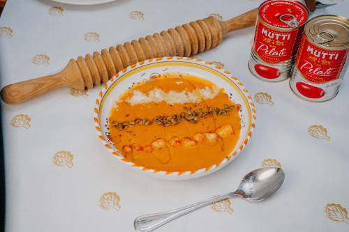Гарбузовий крем-суп із креветками