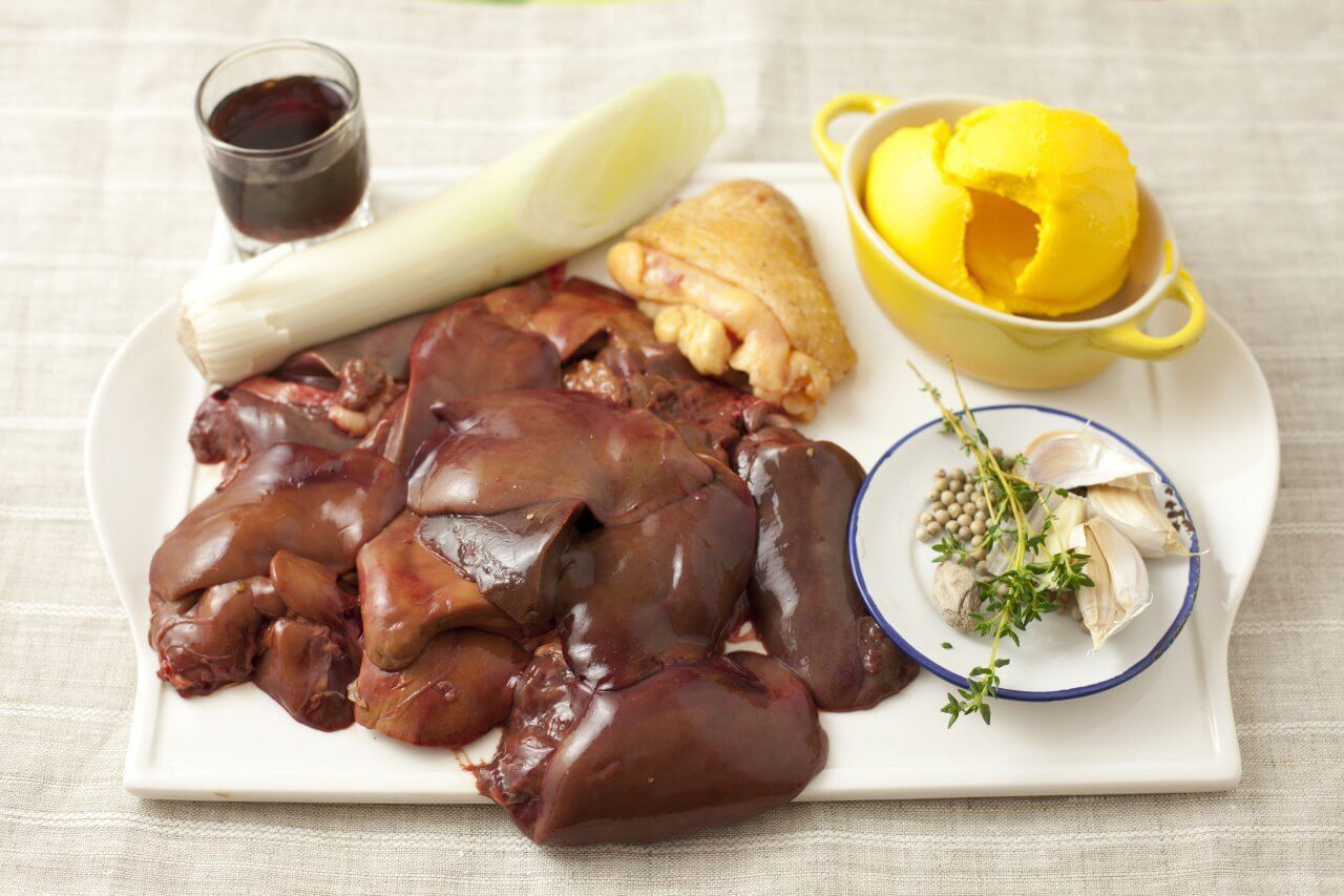 Pâté of chicken liver with a glass of cognac